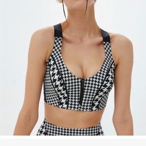 Houndstooth Black and White Women's Crop Top